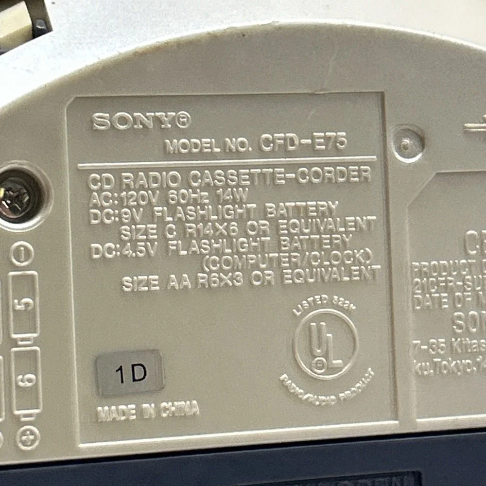 Sony CFD-E75 Boombox CD Player AM/FM Radio Cassette Tested w Power Cord ‼️READ